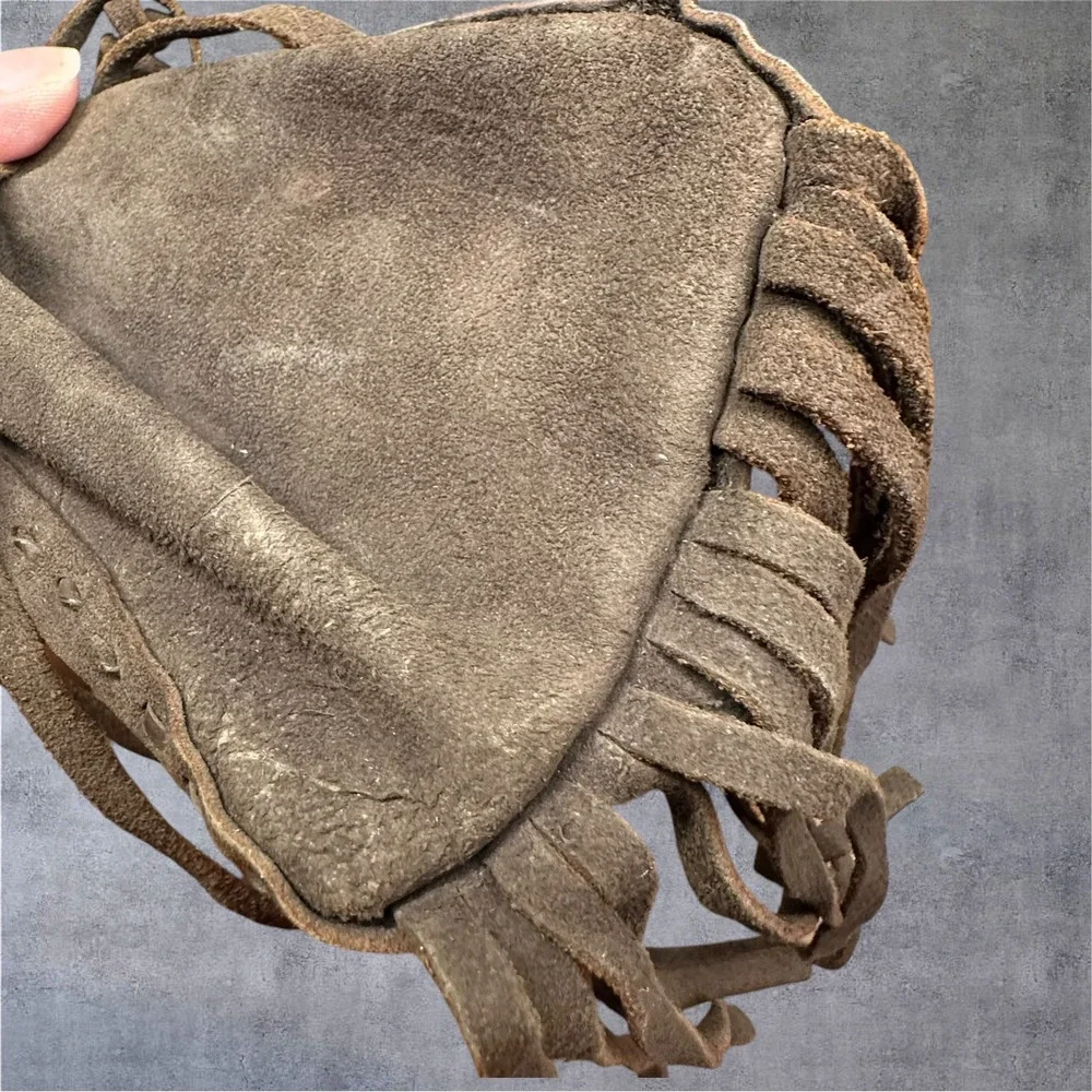 Medicine Bag Small Brown VCG Suede Fringe Drawstring Pouch - Picture 7 of 7